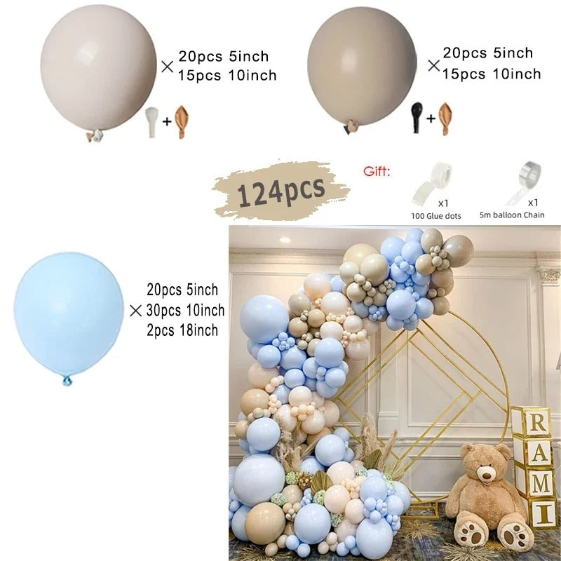 Macaron Dusty Blue Ballongbåge – Dekorationskit
