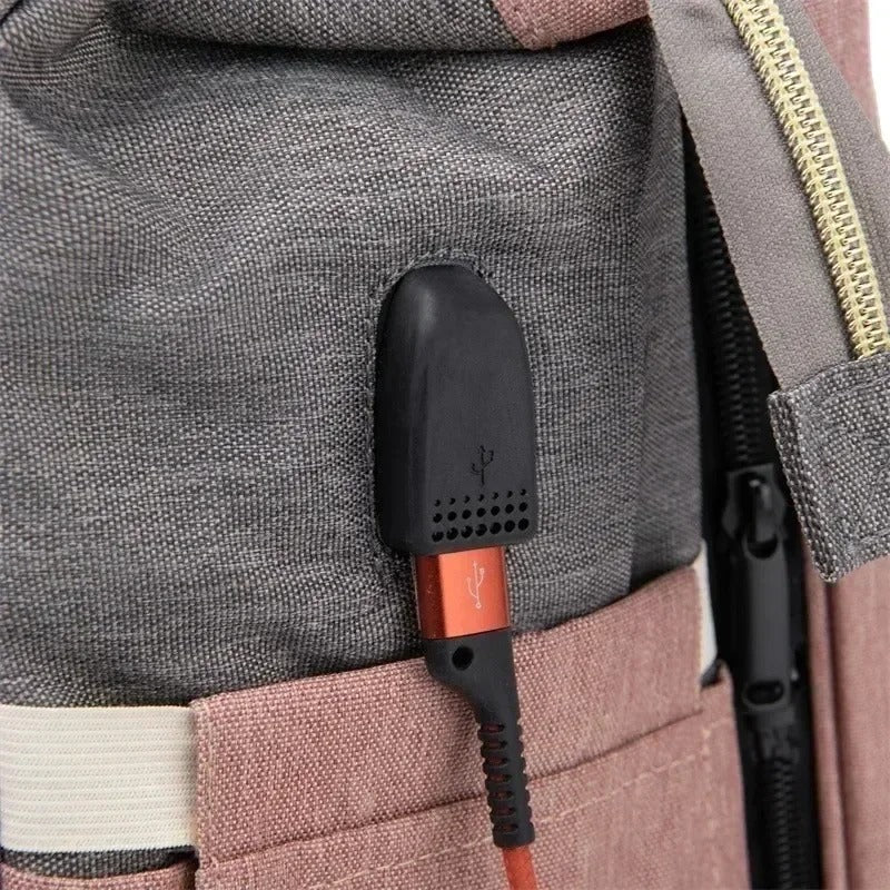 Mommy Bag – Skötväska med Inbyggd Resesäng & Stor Kapacitet