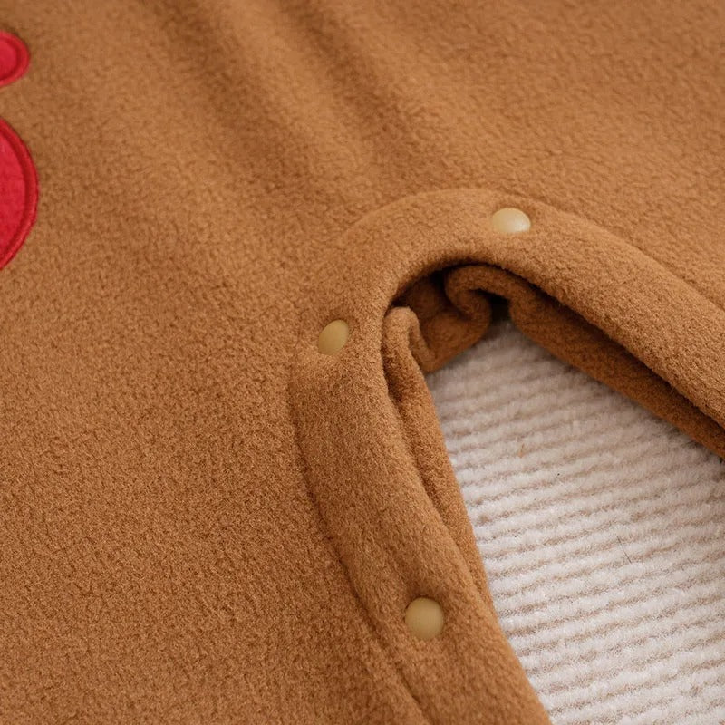 Jul Romper för Nyfödd – Söt Ren, Mjuk Hooded Jumpsuit