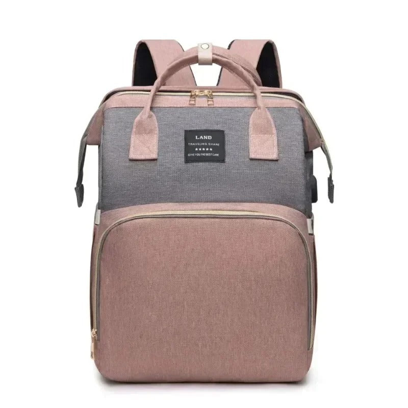 Mommy Bag – Skötväska med Inbyggd Resesäng & Stor Kapacitet