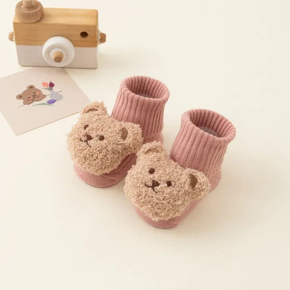 Vinterstrumpor för Baby – Tjocka & Halksäkra med Björnmotiv