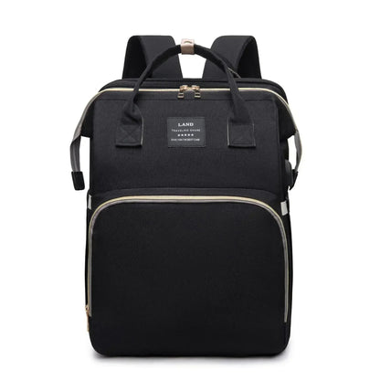Mommy Bag – Skötväska med Inbyggd Resesäng & Stor Kapacitet