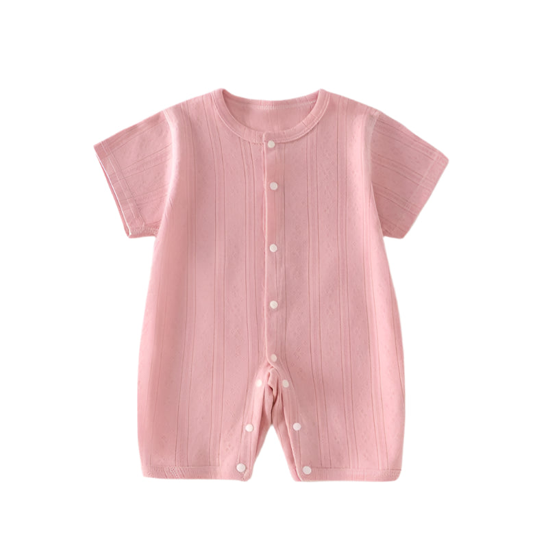 Somrig Babyjumpsuit med Korta Ärmar i Luftig Mesh | Mjuk och Tunn Sov- & Lekdräkt för Nyfödda