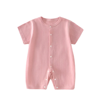 Somrig Babyjumpsuit med Korta Ärmar i Luftig Mesh | Mjuk och Tunn Sov- & Lekdräkt för Nyfödda