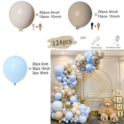 Macaron Dusty Blue Ballongbåge – Dekorationskit