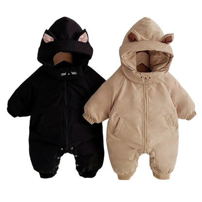 Varm Newborn Jumpsuit – Söt Hooded Bodysuit för Baby (Unisex)