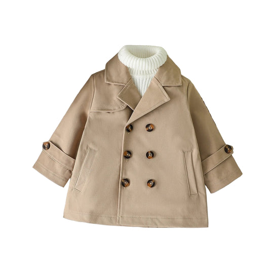 Trenchcoat för Barn – Dubbelknäppt Jacka för Höst & Vinter, 1-3 år