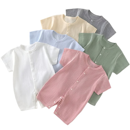 Somrig Babyjumpsuit med Korta Ärmar i Luftig Mesh | Mjuk och Tunn Sov- & Lekdräkt för Nyfödda