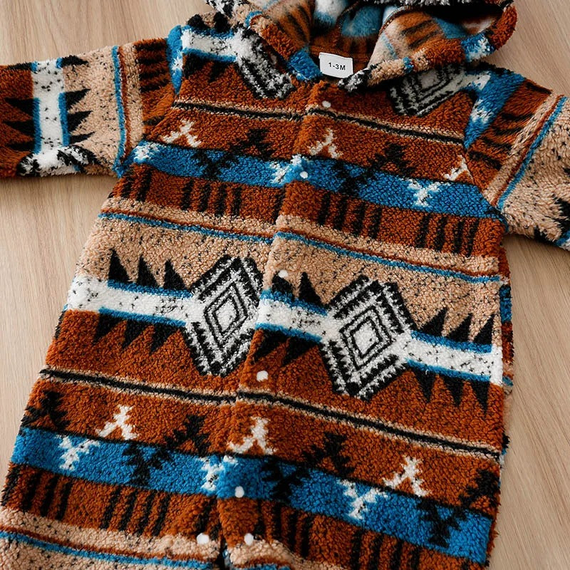 Jul Romper för Nyfödd – Fair Isle Mönster, Rutigt & Hood med Öron