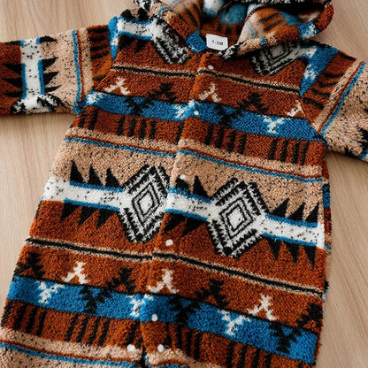 Jul Romper för Nyfödd – Fair Isle Mönster, Rutigt & Hood med Öron