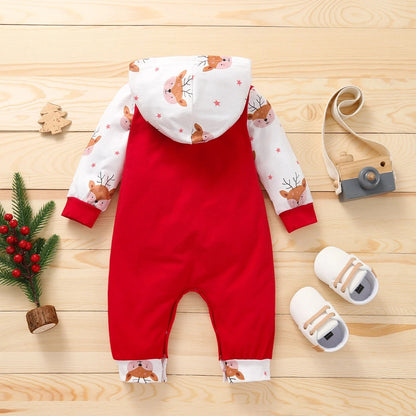 Nyfödd Jul Romper – Röd Cartoon Jumpsuit & Julpyjamas (Unisex)
