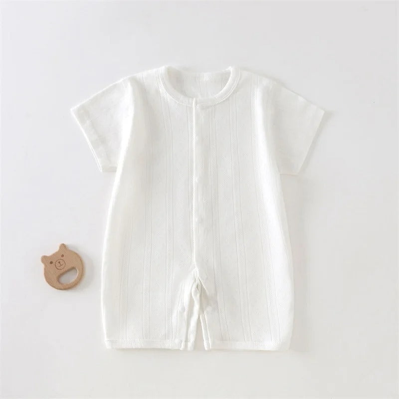 Somrig Babyjumpsuit med Korta Ärmar i Luftig Mesh | Mjuk och Tunn Sov- & Lekdräkt för Nyfödda
