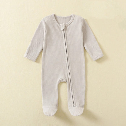 Ekologisk Waffle-Romper – Långärmad Pyjamas i 100% Bomull