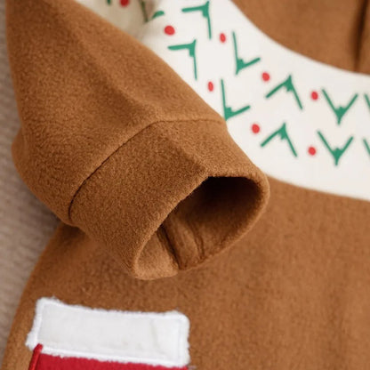 Jul Romper för Nyfödd – Söt Ren, Mjuk Hooded Jumpsuit