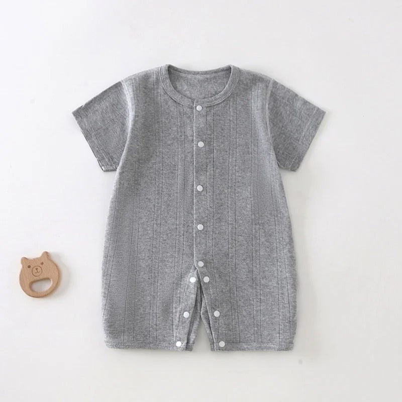 Somrig Babyjumpsuit med Korta Ärmar i Luftig Mesh | Mjuk och Tunn Sov- & Lekdräkt för Nyfödda