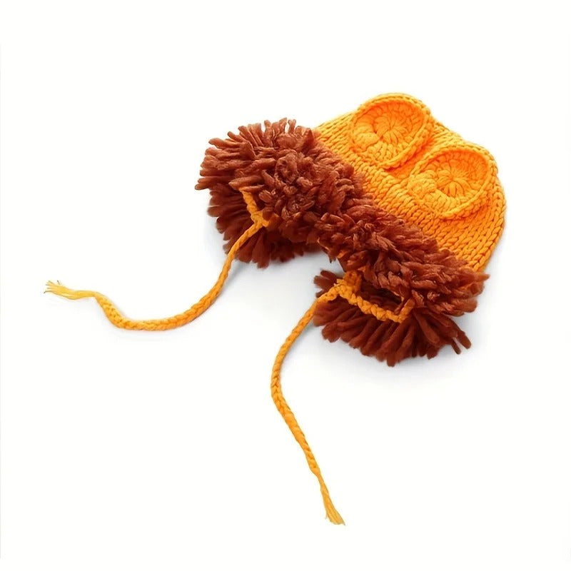 Nyfödd Lejonkostym – Stickad Fotodräkt med Hatt & Byxa