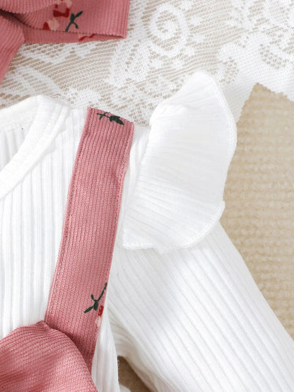 2-delars Klänning för Babyflicka – Prinsessstil med Rosett & Hårband