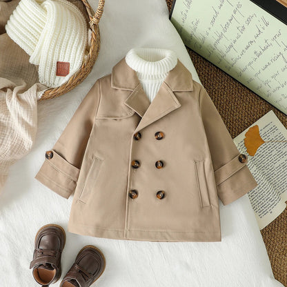 Trenchcoat för Barn – Dubbelknäppt Jacka för Höst & Vinter, 1-3 år