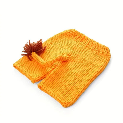 Nyfödd Lejonkostym – Stickad Fotodräkt med Hatt & Byxa