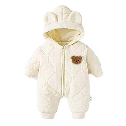 Vinterfodrad Baby Romper – Varm Pälsfodrad Jumpsuit med Björnmotiv (Unisex)