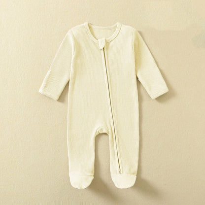Ekologisk Waffle-Romper – Långärmad Pyjamas i 100% Bomull