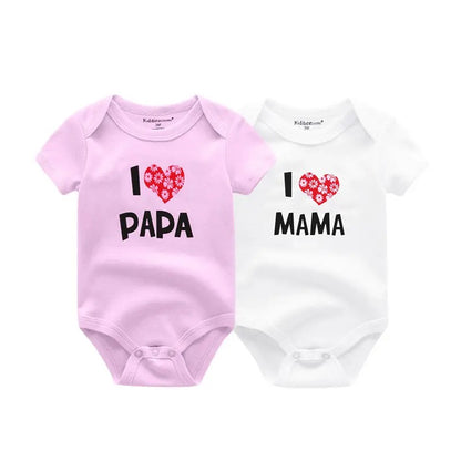 2-pack Babybodysuits "I Love Mama/Papa" | 100% Bomull