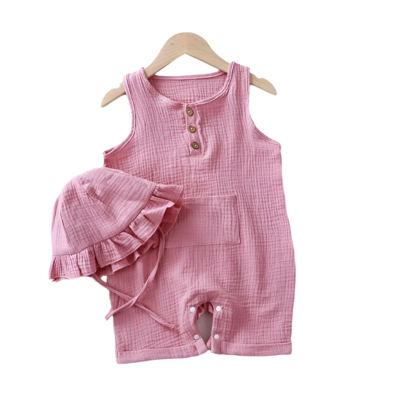 2-delars Sommarset för Baby – Romper & Hatt i Musselin