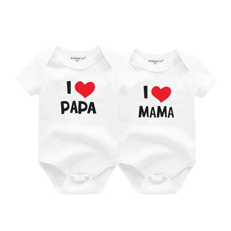 2-pack Babybodysuits "I Love Mama/Papa" | 100% Bomull