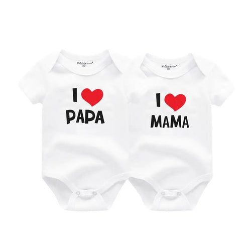 2-pack Babybodysuits "I Love Mama/Papa" | 100% Bomull