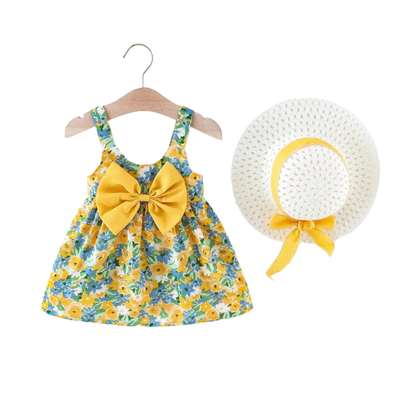 2-delat Sommarset för Babyflicka – Blommig Klänning & Hatt