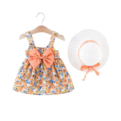 2-delat Sommarset för Babyflicka – Blommig Klänning & Hatt