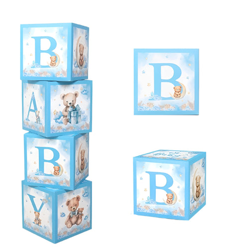 Baby Shower Dekorationslådor – Brun/Blå