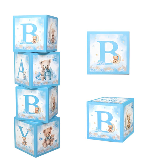 Baby Shower Dekorationslådor – Brun/Blå