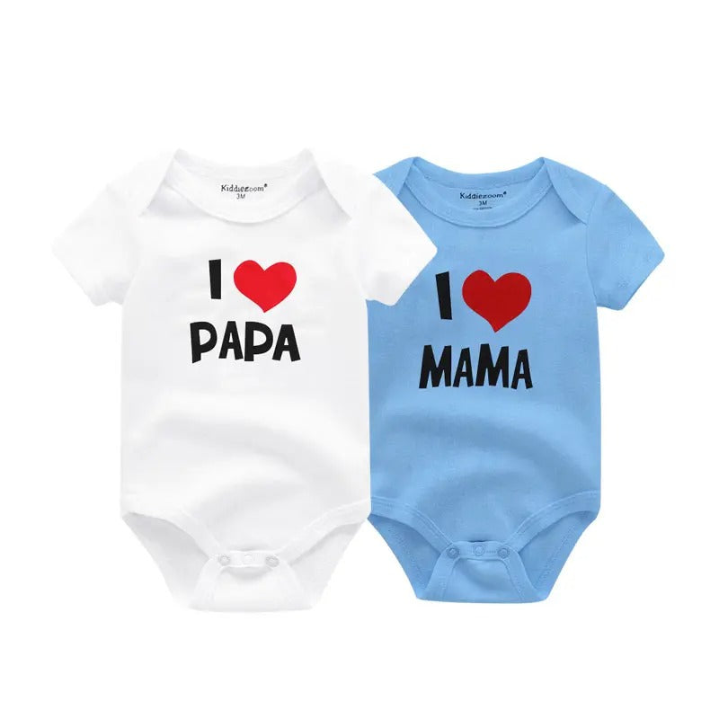 2-pack Babybodysuits "I Love Mama/Papa" | 100% Bomull