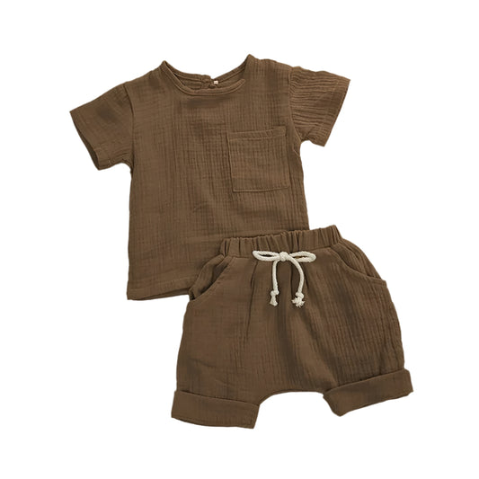 2-Delat Babyset i Bomull – T-shirt & Shorts för Nyfödda och Småbarn