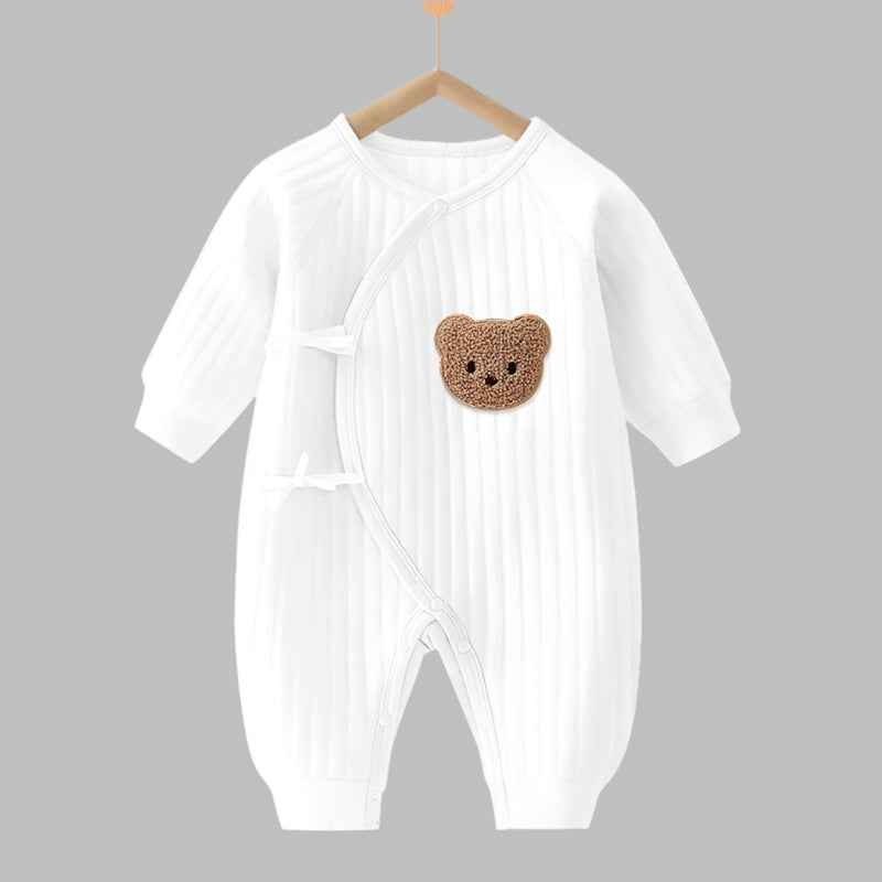 Ny Höst/Vinter Babyoverall med Lång Ärmar – Tjock Bodysuit & Söt Björn-Romper i Bomull