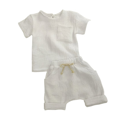 2-Delat Babyset i Bomull – T-shirt & Shorts för Nyfödda och Småbarn