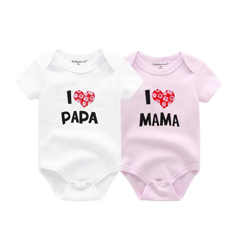 2-pack Babybodysuits "I Love Mama/Papa" | 100% Bomull
